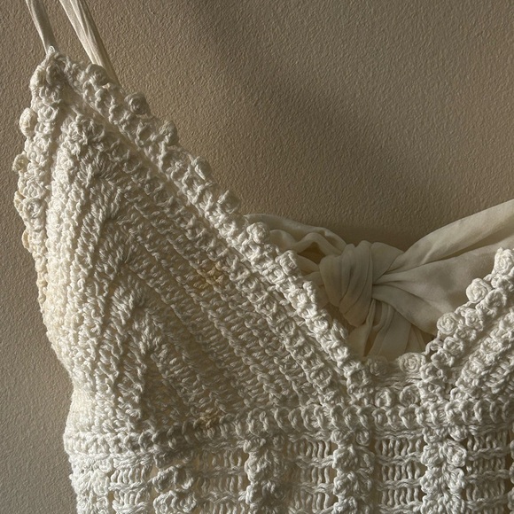 Zaful Cream Crochet Bodice Mini Dress - Picture 2 of 4